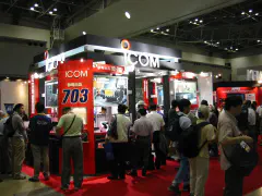 Icom booth featuring IC-703 QRP Rig